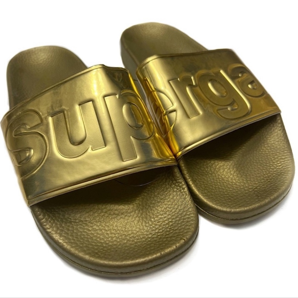 Superga Slides Metallic Gold 1908 Signature Pool Sandals Size 6.5 NWT - Picture 3 of 7